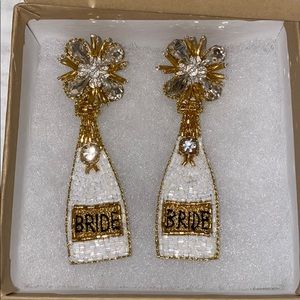 “BRIDE” champagne bottle earrings